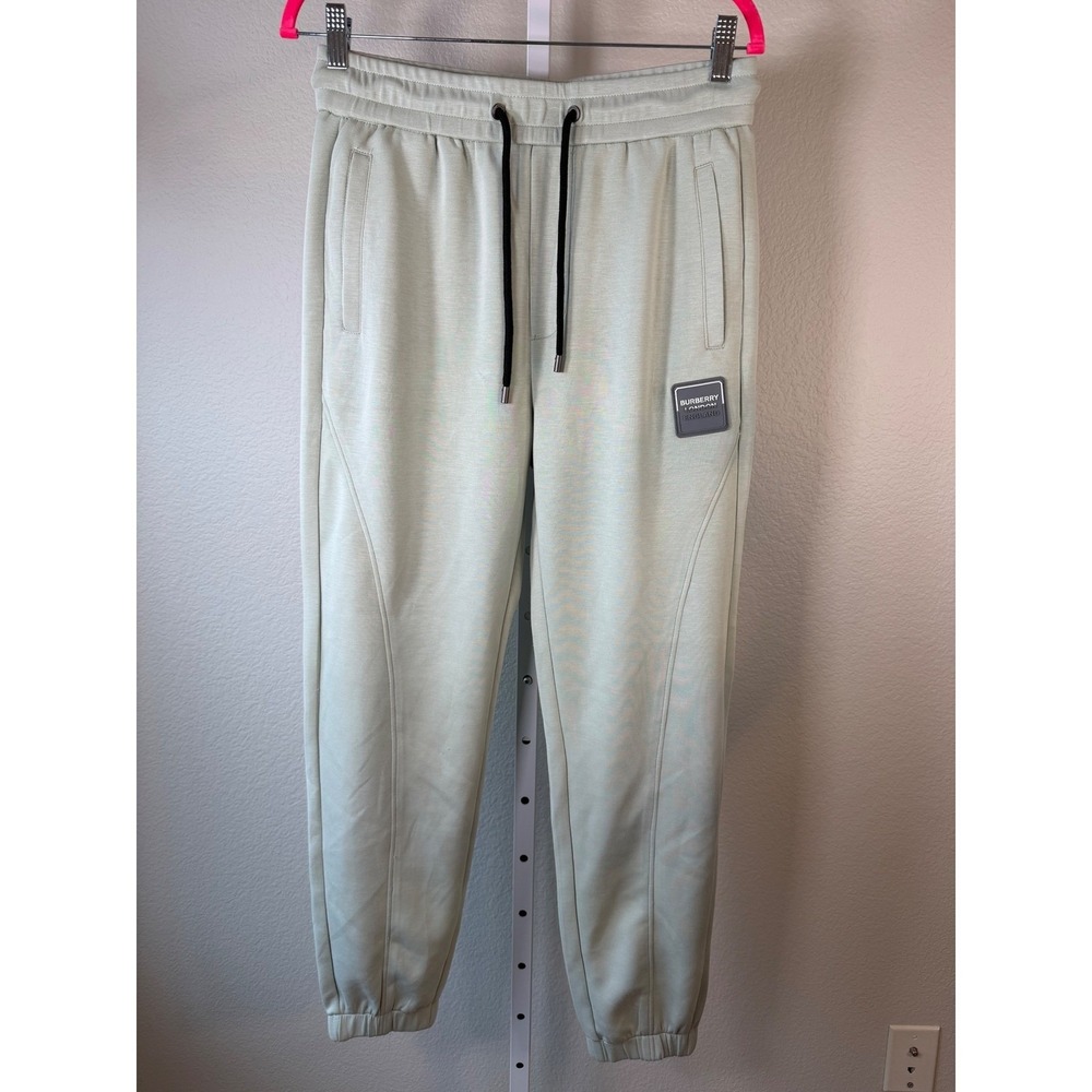 Burberry London England Mens Mint Green Logo Patch Jogger Sweatpants Size L